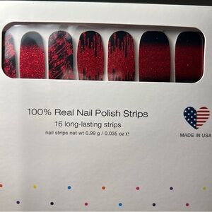 Material Ghoul Color Street Nail Polish Strips Red Black Glitter Rare
